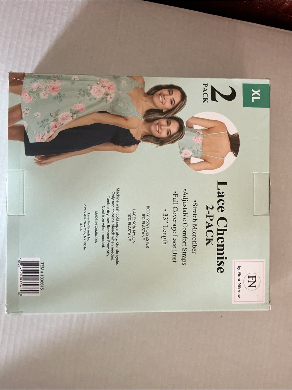 NWT Lace Chemise 2-Pack - Mint Floral & Navy - Picture 2 of 2